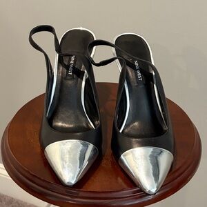 Nine West Black Heels with Silver Tips